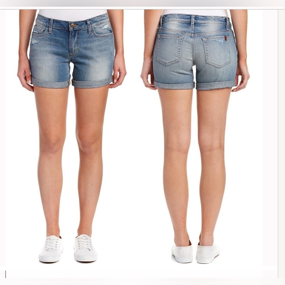 Joe’s Jeans Dana Distressed Denim Shorts Size 26 Rolled Cuff Stretch